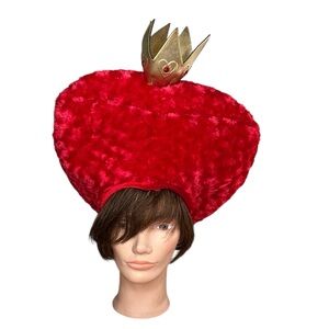 Disney Queen of Hearts Hat Crown Costume Headdress Wig Red Cosplay